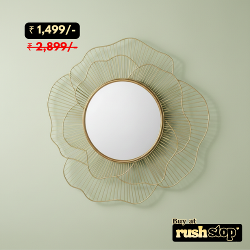 Luxury Gold Sunburst Wire Frame Mirror – Designer Wall Decor