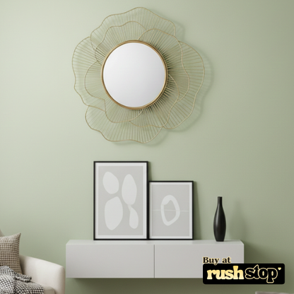 Luxury Gold Sunburst Wire Frame Mirror – Designer Wall Decor