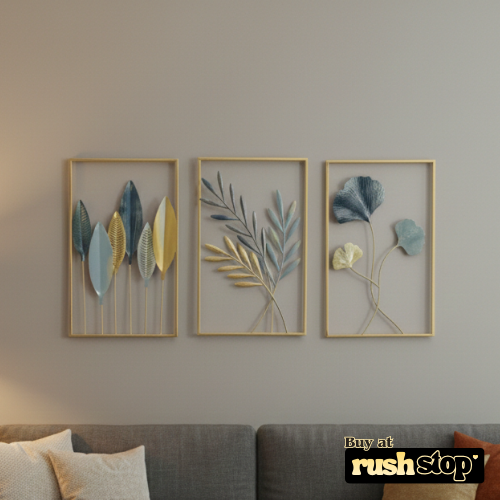 Modern Gold Leaf Metal Wall Art Set – Luxury Wall Decor