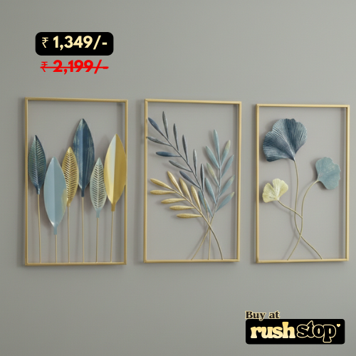 Modern Gold Leaf Metal Wall Art Set – Luxury Wall Decor