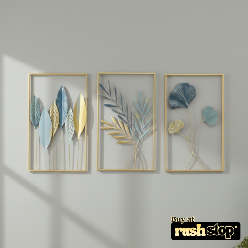 Modern Gold Leaf Metal Wall Art Set – Luxury Wall Decor