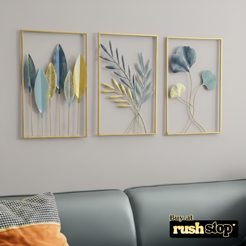 Modern Gold Leaf Metal Wall Art Set – Luxury Wall Decor