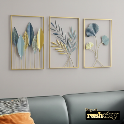 Modern Gold Leaf Metal Wall Art Set – Luxury Wall Decor