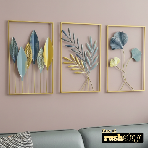 Modern Gold Leaf Metal Wall Art Set – Luxury Wall Decor
