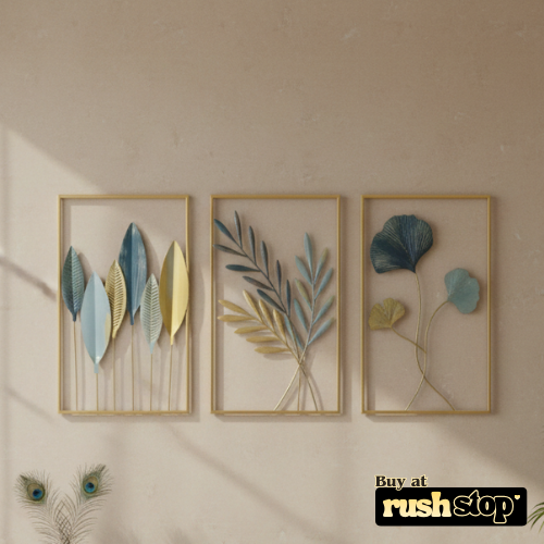 Modern Gold Leaf Metal Wall Art Set – Luxury Wall Decor
