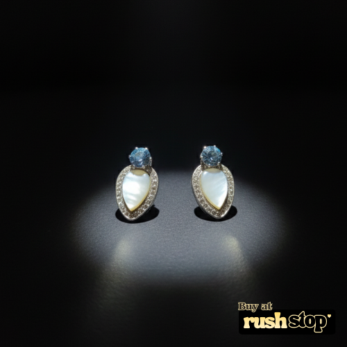 Pearl and crystal stud earrings combo set for daily wear