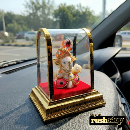 Premium Glass Gold-Tone Ganpati Murti