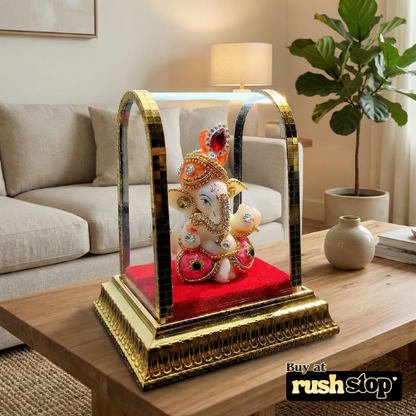 Premium Glass Gold-Tone Ganpati Murti