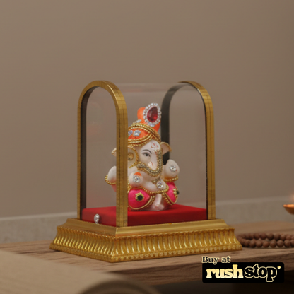 Premium Glass Gold-Tone Ganpati Murti