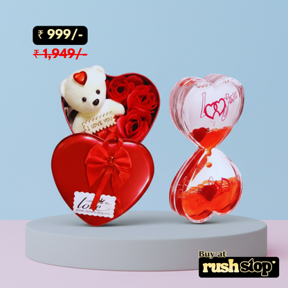 Romantic Heart Tin Gift Set with Liquid Motion Timer