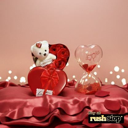Romantic Heart Tin Gift Set with Liquid Motion Timer