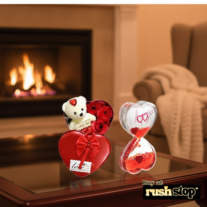 Romantic Heart Tin Gift Set with Liquid Motion Timer