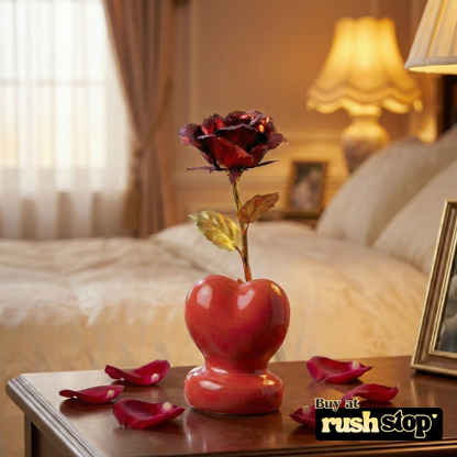 Romantic Red Rose with Heart Stand