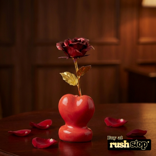 Romantic Red Rose with Heart Stand