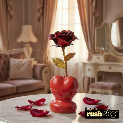 Romantic Red Rose with Heart Stand