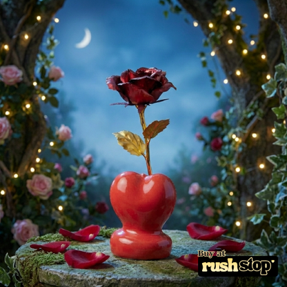 Romantic Red Rose with Heart Stand