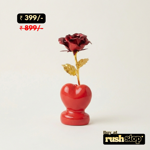 Romantic Red Rose with Heart Stand