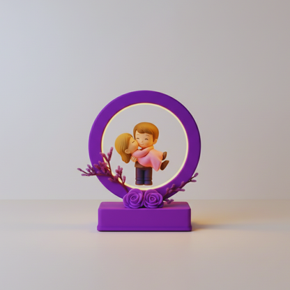 Romantic Purple LED Ring Couple Showpiece