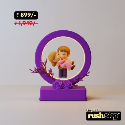 Romantic Purple LED Ring Couple Showpiece