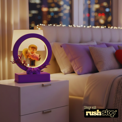 Romantic Purple LED Ring Couple Showpiece