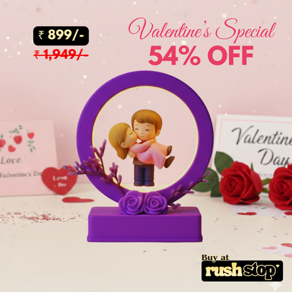 Romantic Purple LED Ring Couple Showpiece