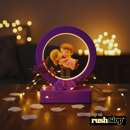 Romantic Purple LED Ring Couple Showpiece