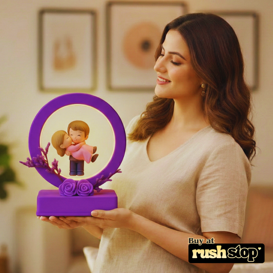 Romantic Purple LED Ring Couple Showpiece