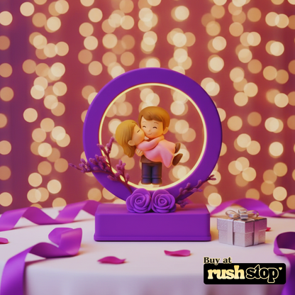 Romantic Purple LED Ring Couple Showpiece