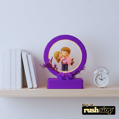 Romantic Purple LED Ring Couple Showpiece