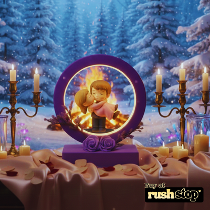 Romantic Purple LED Ring Couple Showpiece