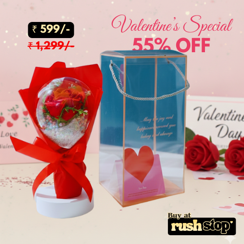 Romantic Rose Bouquet in Balloon Gift Box