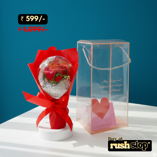 Romantic Rose Bouquet in Balloon Gift Box