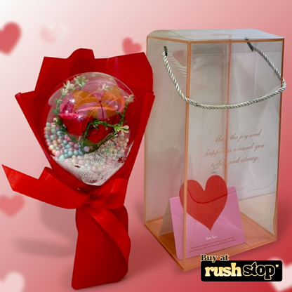 Romantic Rose Bouquet in Balloon Gift Box