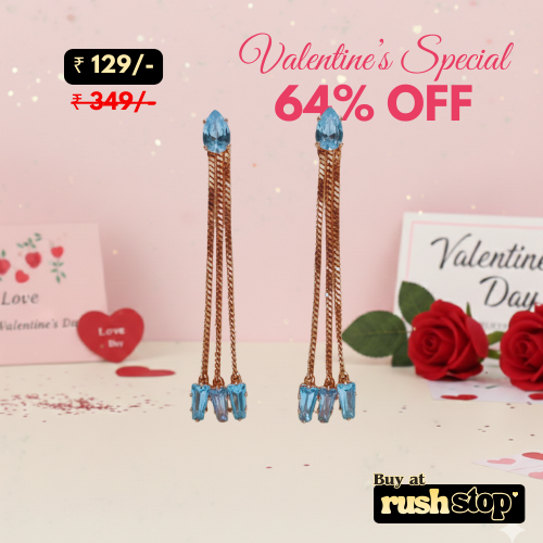 Rose Gold Multi-Chain Crystal Dangle Earrings Set of 2