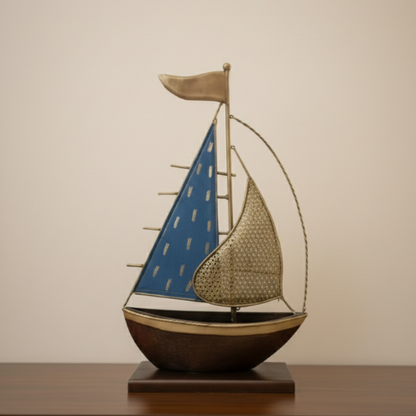 Artisanal Metal Turkish Sailboat Showpiece