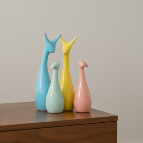 Artisan Pastels Family Deer Sculpture Set Of 4