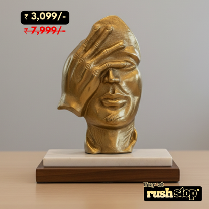 Silence Golden Thinker Golden Polyresin Statue