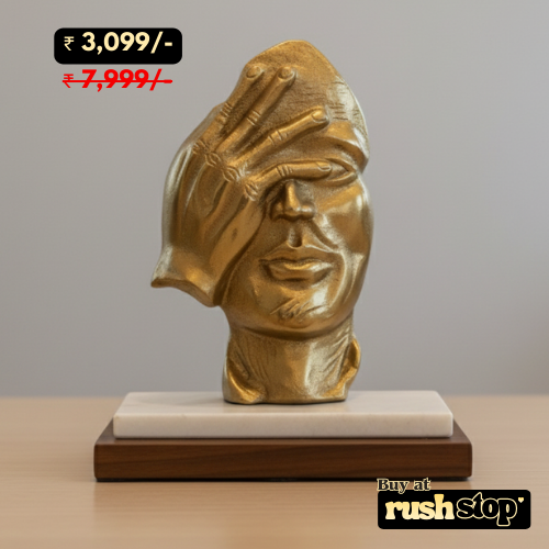 Silence Golden Thinker Golden Polyresin Statue