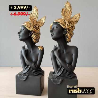 Decorative Gray and Golden Fairy Statue