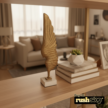Angelic wings metallic living room set, designer resin sculpture, handcrafted decor India, premium resin decor India – Rush Stop, free shipping home decor India.