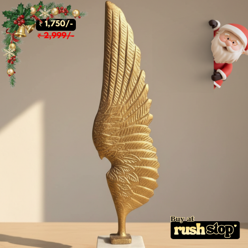 Angelic wings metallic living room set, designer resin sculpture, handcrafted decor India, premium resin decor India – Rush Stop, free shipping home decor India.