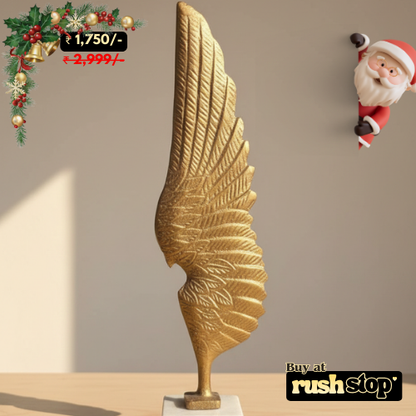 Angelic wings metallic living room set, designer resin sculpture, handcrafted decor India, premium resin decor India – Rush Stop, free shipping home decor India.