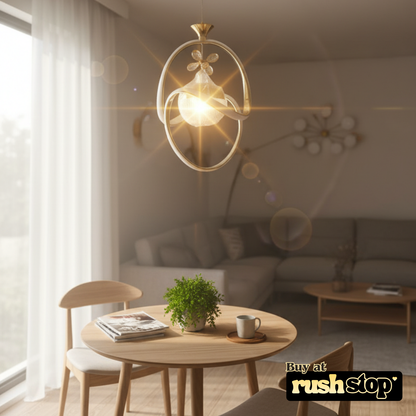 Artistic golden hanging ceiling lamp, designer resin sculpture, handcrafted decor India, premium resin decor India – Rush Stop, free shipping home decor India.