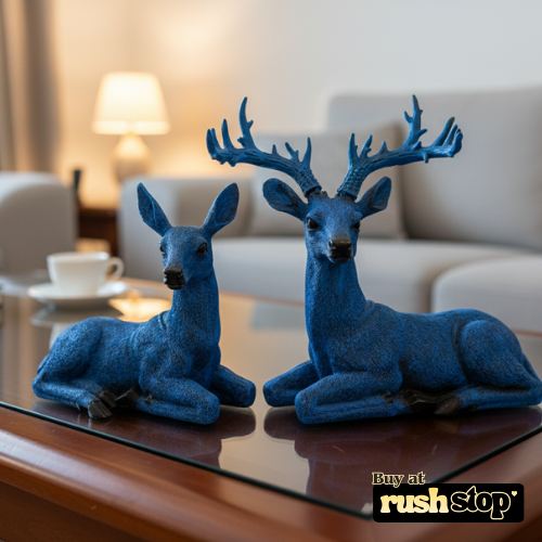 Handcrafted atorse deer statues blue modern home decor