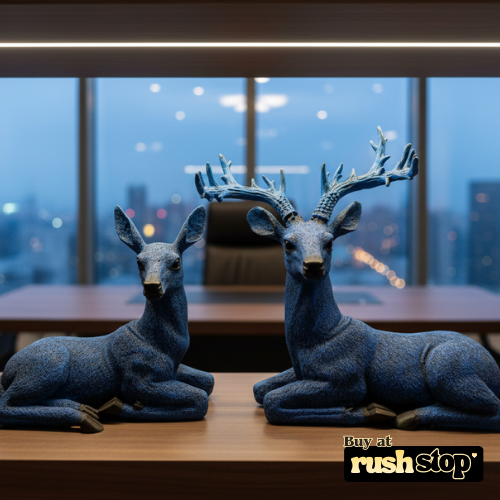 Handcrafted atorse deer statues blue modern home decor
