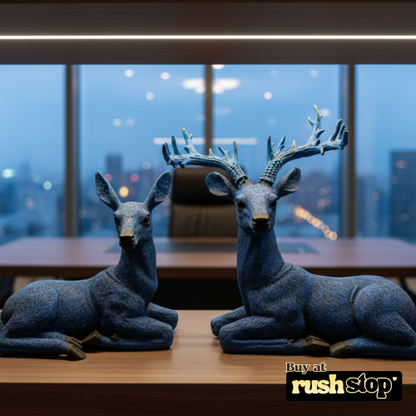 Handcrafted atorse deer statues blue modern home decor