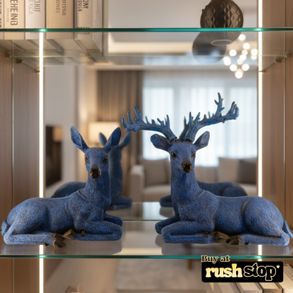 Handcrafted atorse deer statues blue modern home decor