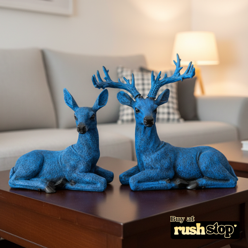Handcrafted atorse deer statues blue modern home decor