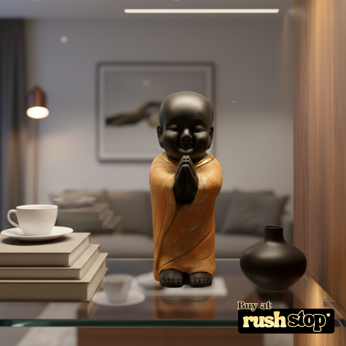 Buy smiling baby Buddha monk resin statue for home decor