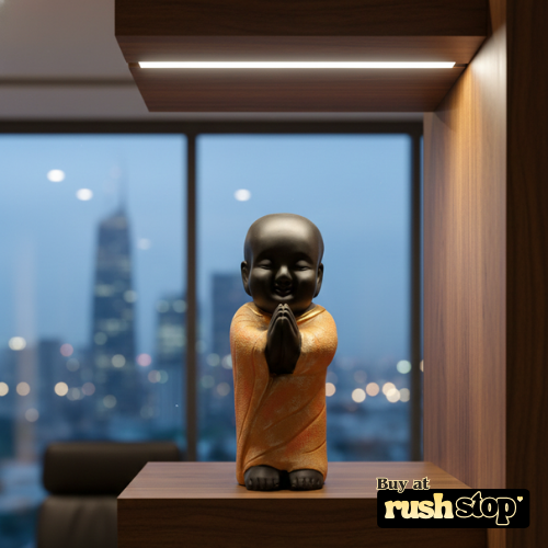 Buy smiling baby Buddha monk resin statue for home decor